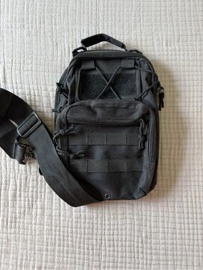 Tactical Black Crossbody Sling Bag